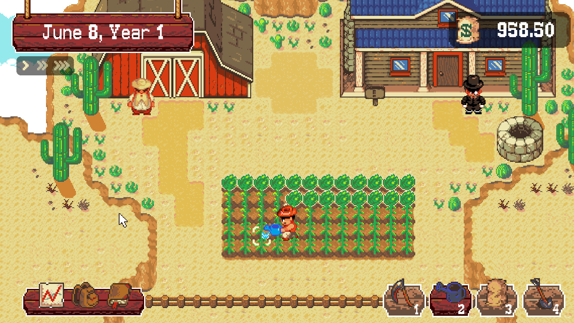 Watering a thriving frontier crop field