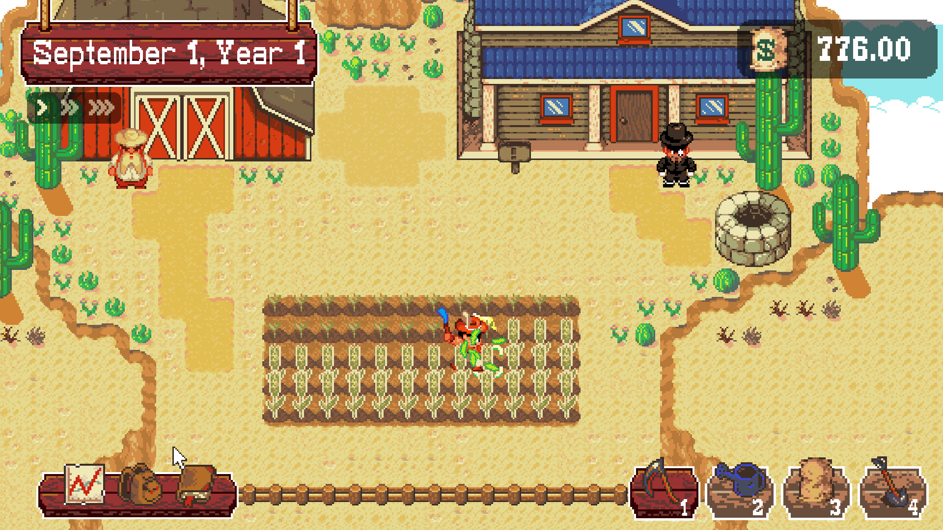 Harvesting a field in Cactus Flats