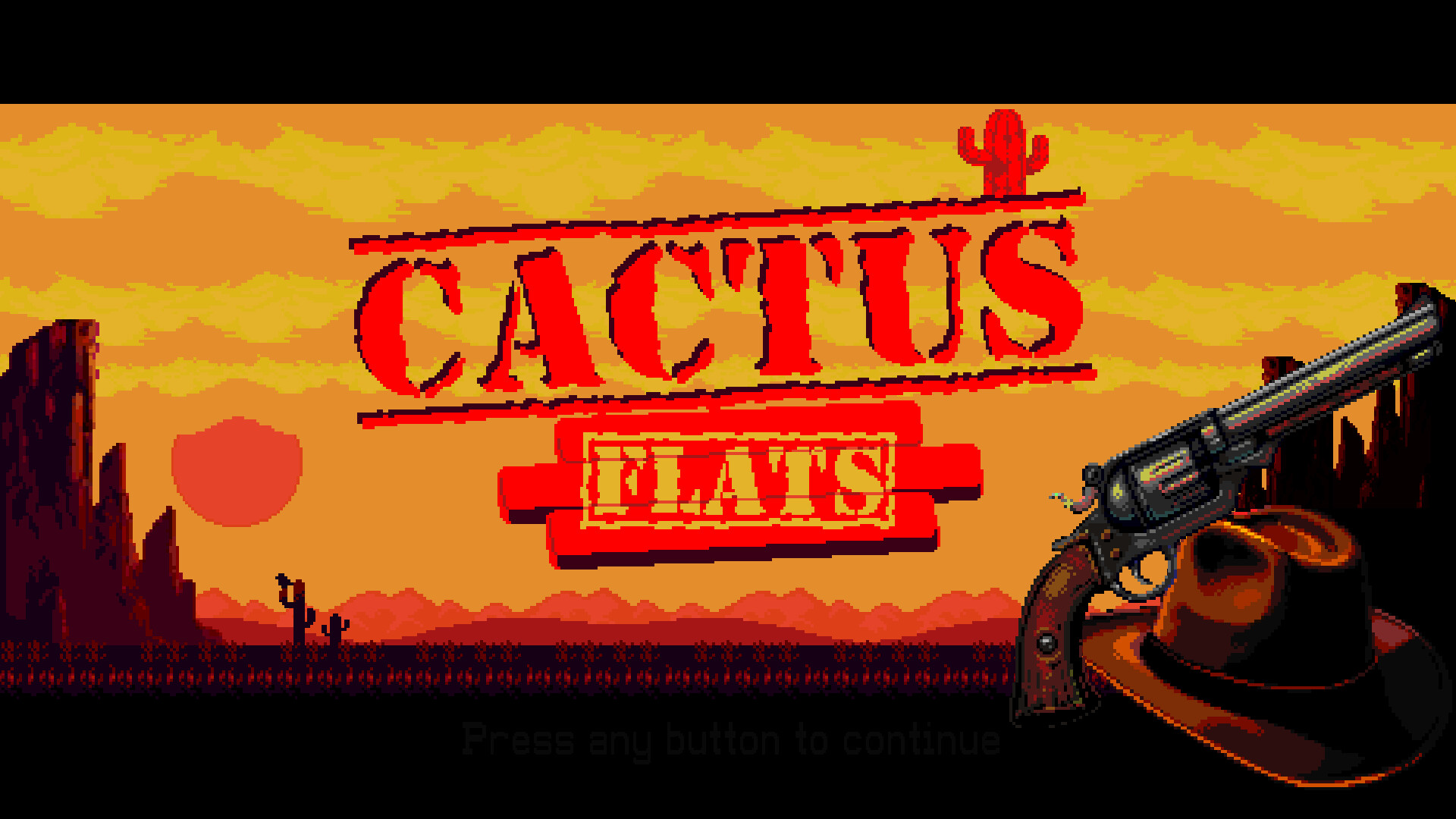 A revolver against a western sunset